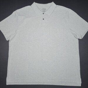 L.L. Bean Mens Gray Traditional Fit Short Sleeve Cotton Polo Size XXL Reg
